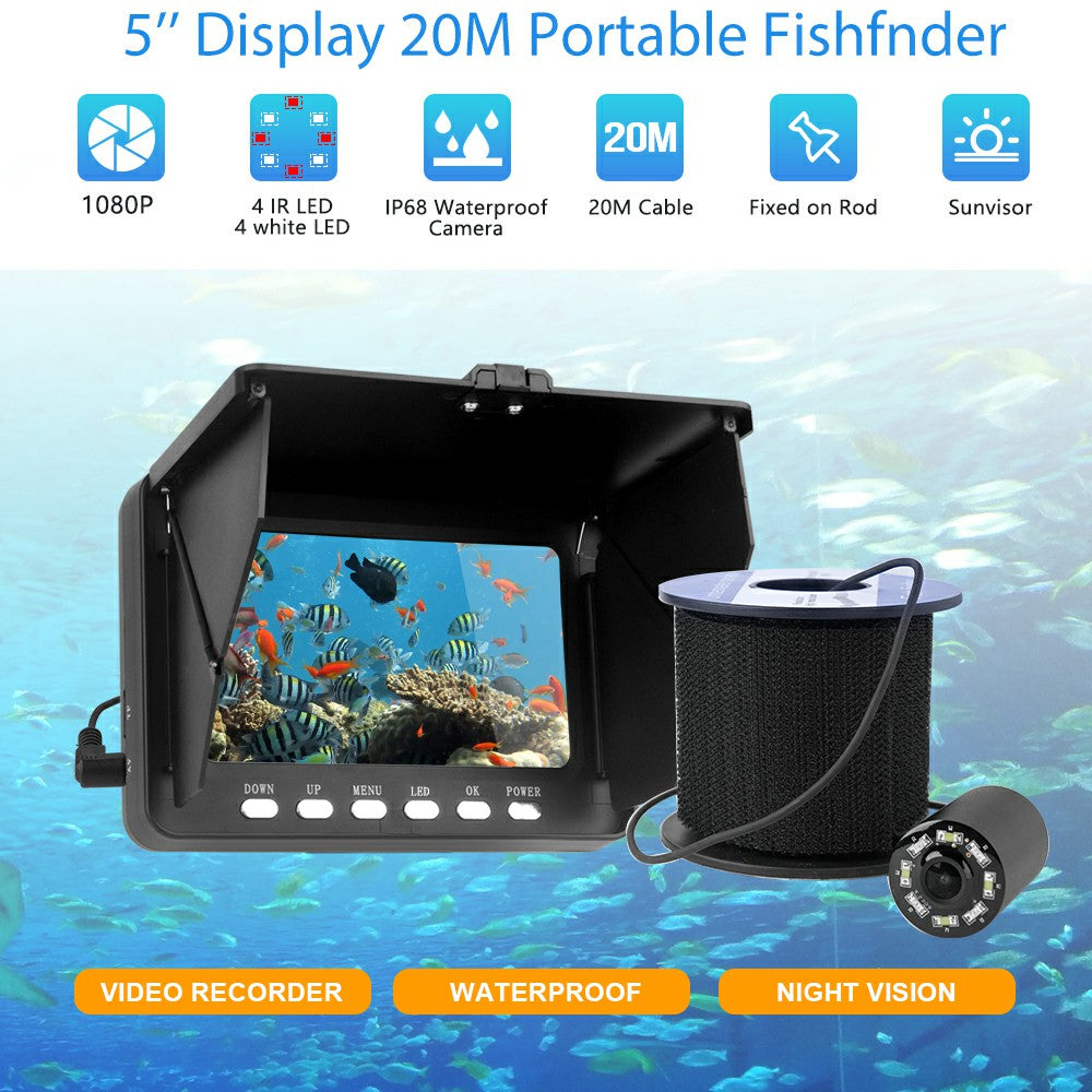 SYSD-519C Waterproof Fish Finder 5-Inch Screen 20m Wire Underwater Fishing Camera