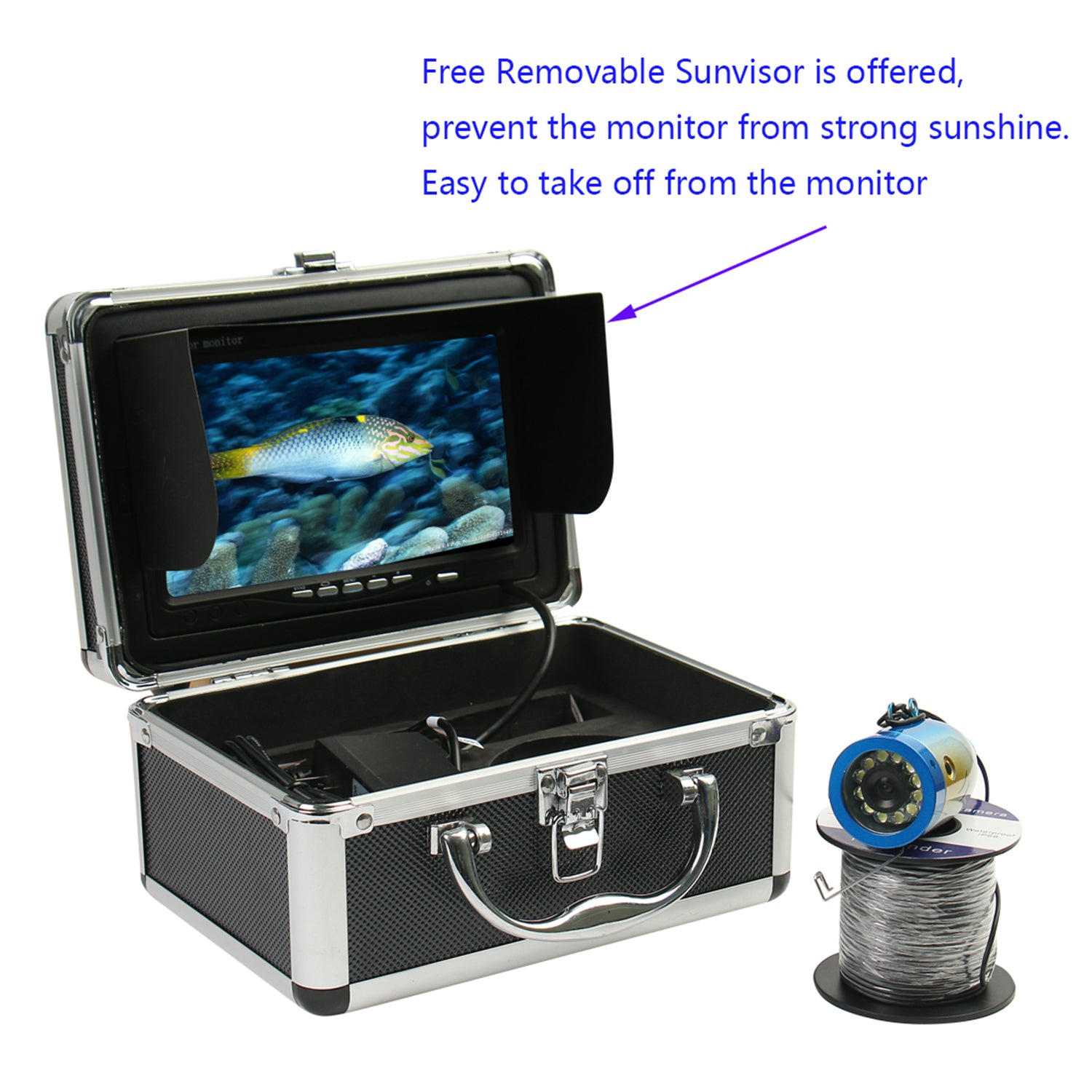 SY7100 7-inch LCD Deep Water Fish Shape Fish Finder Underwater Video Camera, EU Plug