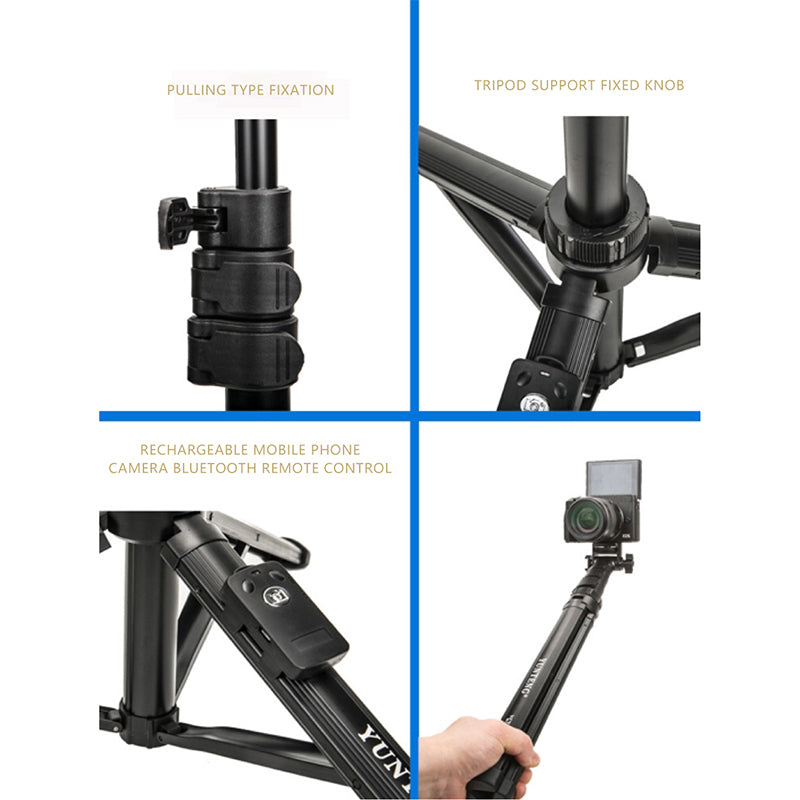YUNTENG VCT-91666 Camera Phone Holder Extendable Tripod Stand Bluetooth Live Streaming Selfie Stick