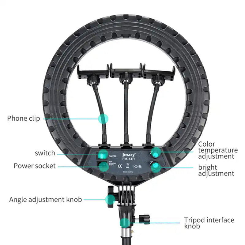 JMARY FM-14R 14-inch Live Streaming Ring Light Photography LED Fill Light