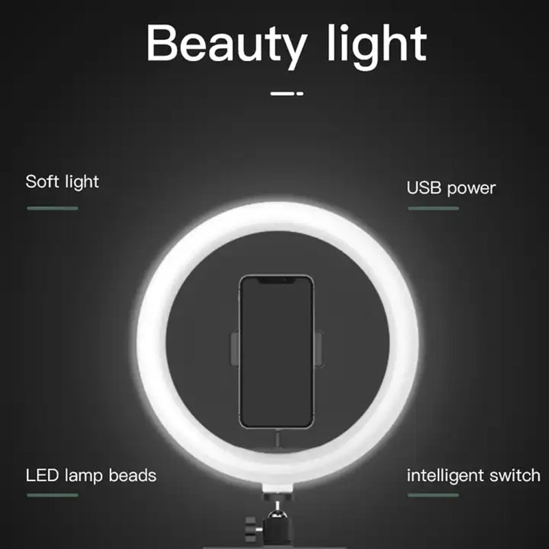 JMARY FM-536A 10-inch Ring Fill Light with Phone Clip + Bluetooth Shutter + Tripod