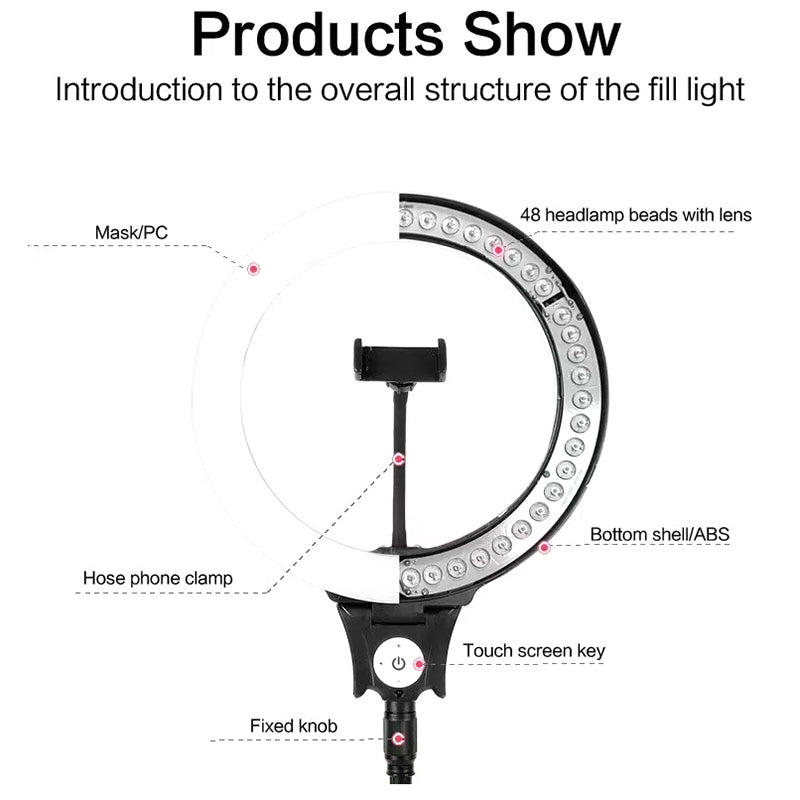 JMARY FM-12R 12-inch Video Recording Ring Light Photography LED Fill Light