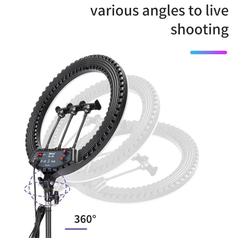 JMARY FM-18R 18-inch Photography Live Streaming Fill Light LED Beauty Ring Light