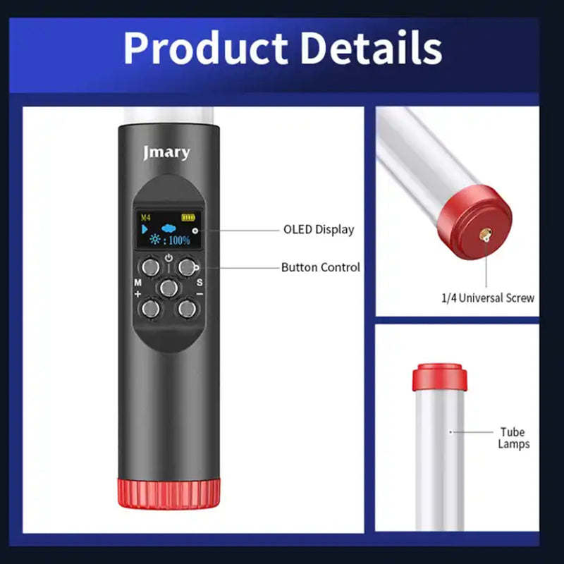 JMARY FM-128RGB Outdoor Photography Light Waterproof RGB Handheld LED Fill Light Stick