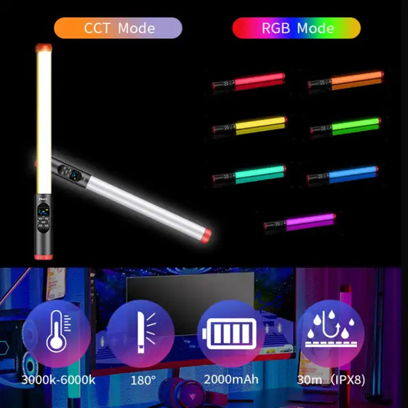JMARY FM-128RGB Outdoor Photography Light Waterproof RGB Handheld LED Fill Light Stick