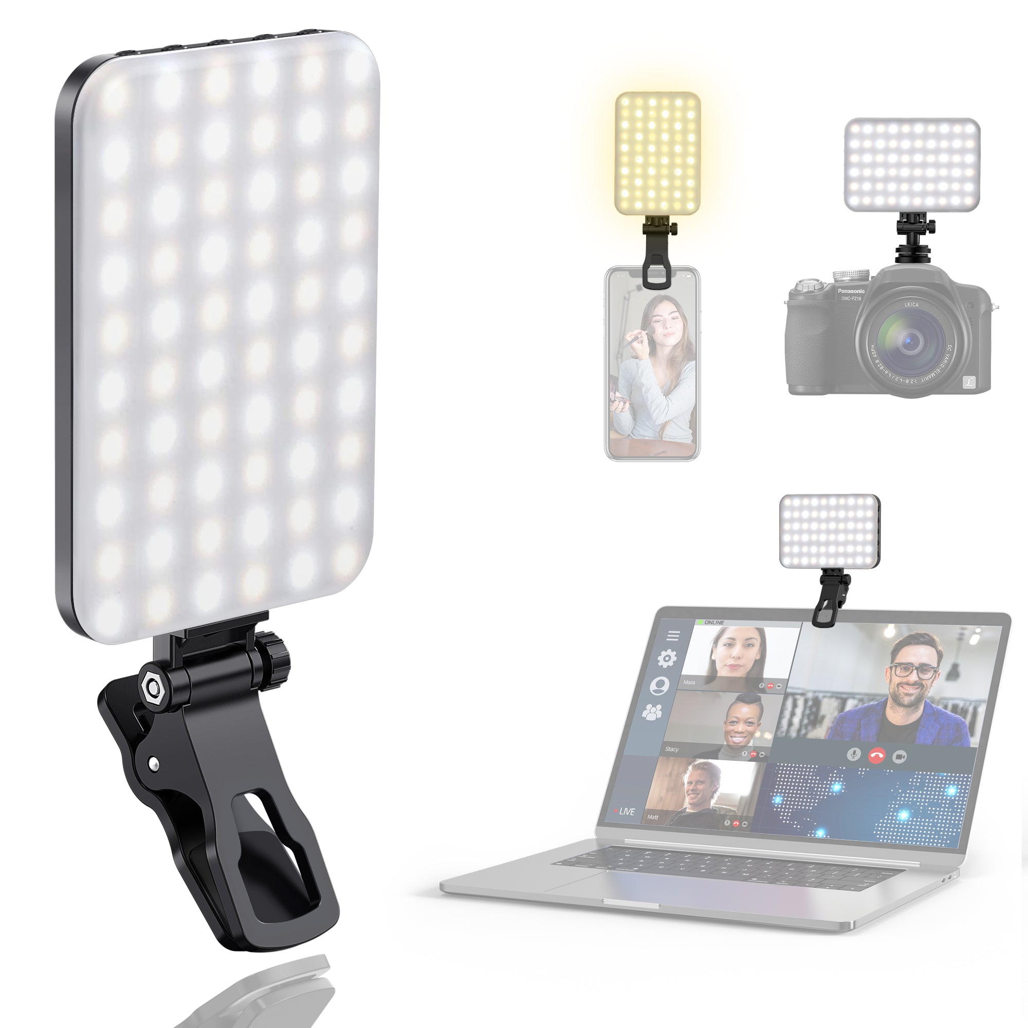 Rechargeable 60-LED Dimmable Fill Light for Mobile Phone / Camera / Computer