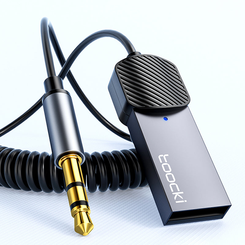 TOOCKI TQ-BT01 Car Bluetooth 5.0 Adapter Aux USB to 3.5mm Input Receiver