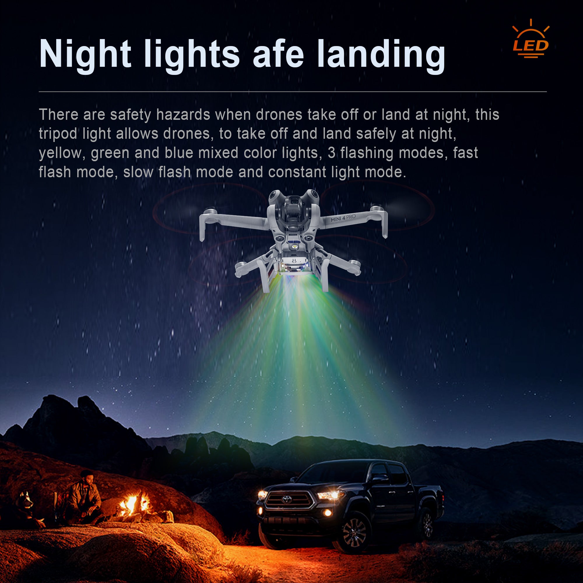 STARTRC 1133936 For DJI Mini 4 Pro Drone LED Luminous Tripod Heighten Landing Gear