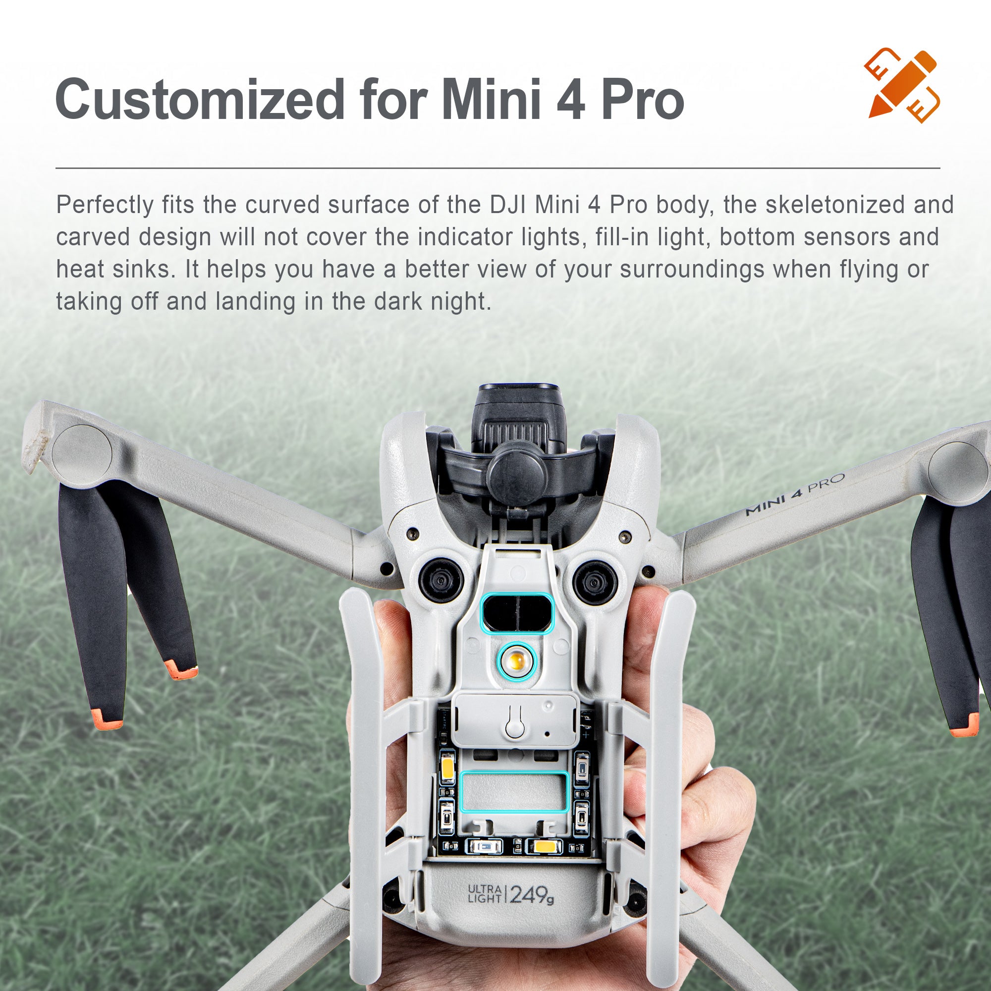 STARTRC 1133936 For DJI Mini 4 Pro Drone LED Luminous Tripod Heighten Landing Gear
