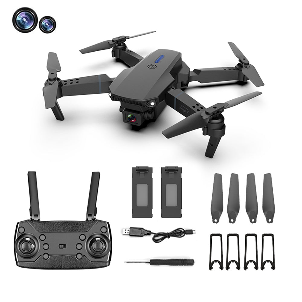 E88 Pro Folding RC Drone with Dual Cameras Aerial Photography 4K HD Aircraft, Dual Batteries