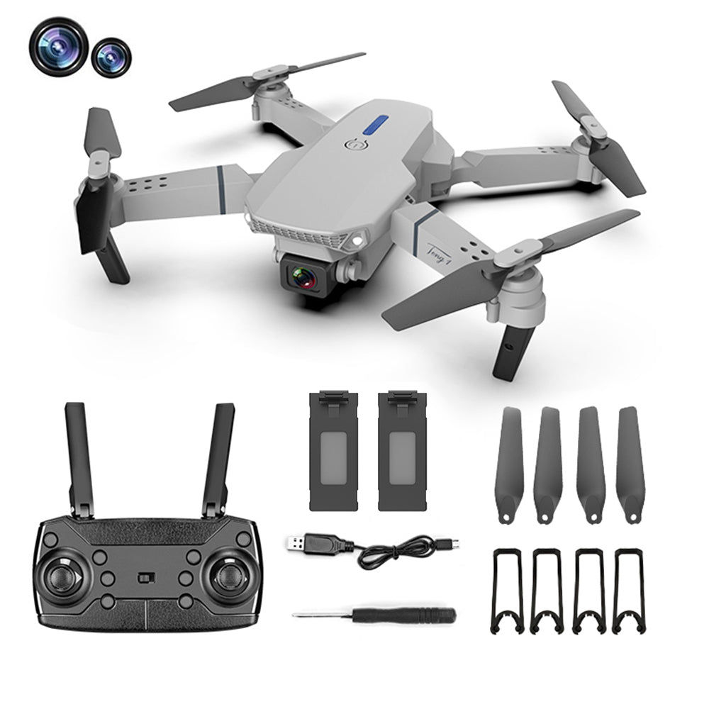 E88 Pro Folding RC Drone with Dual Cameras Aerial Photography 4K HD Aircraft, Dual Batteries