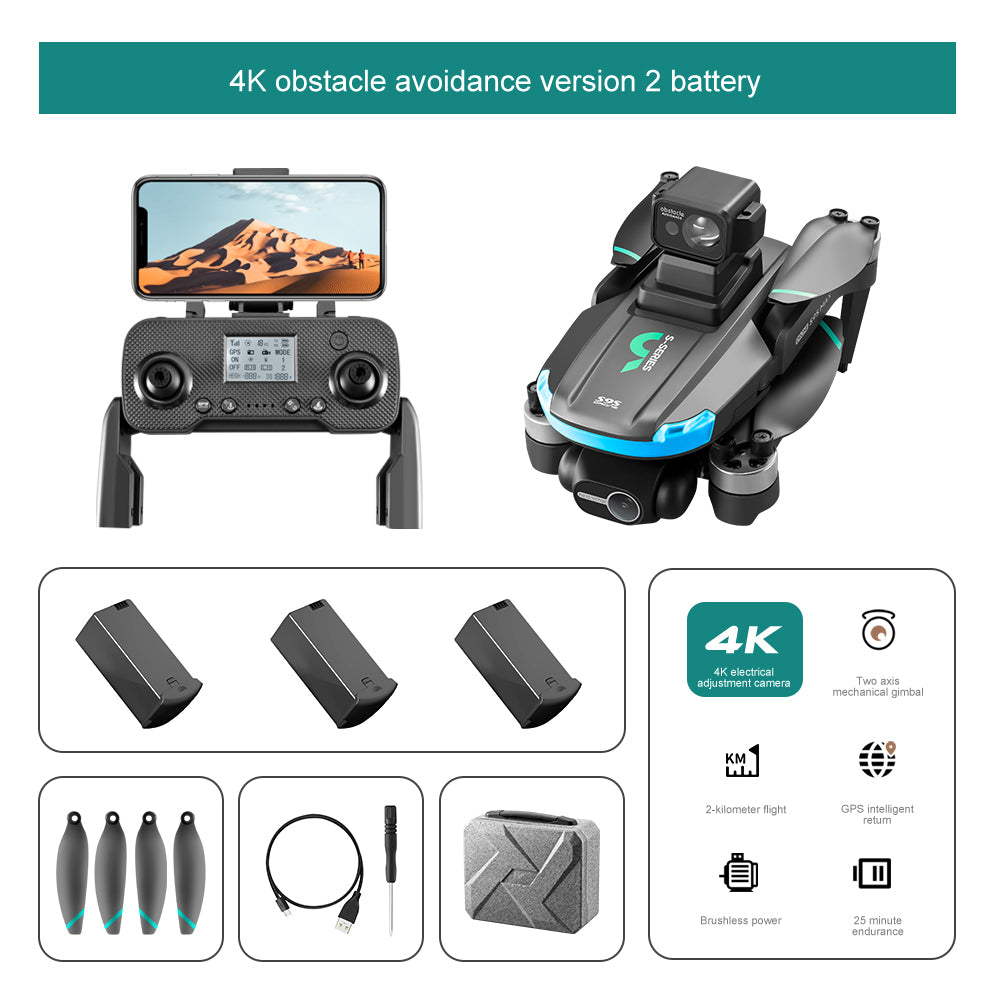 S9S 2.7K Camera Remote Control 5G 2 Axis Gimbal ELS Brushless Drone, with 3 Battery