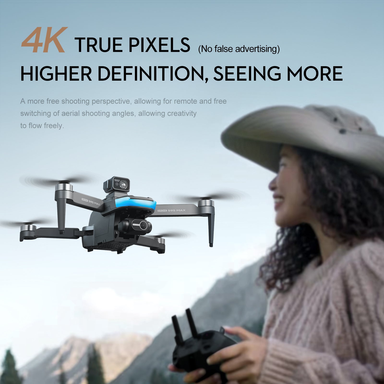 S9S 2.7K Camera Remote Control 5G 2 Axis Gimbal ELS Brushless Drone, with 3 Battery