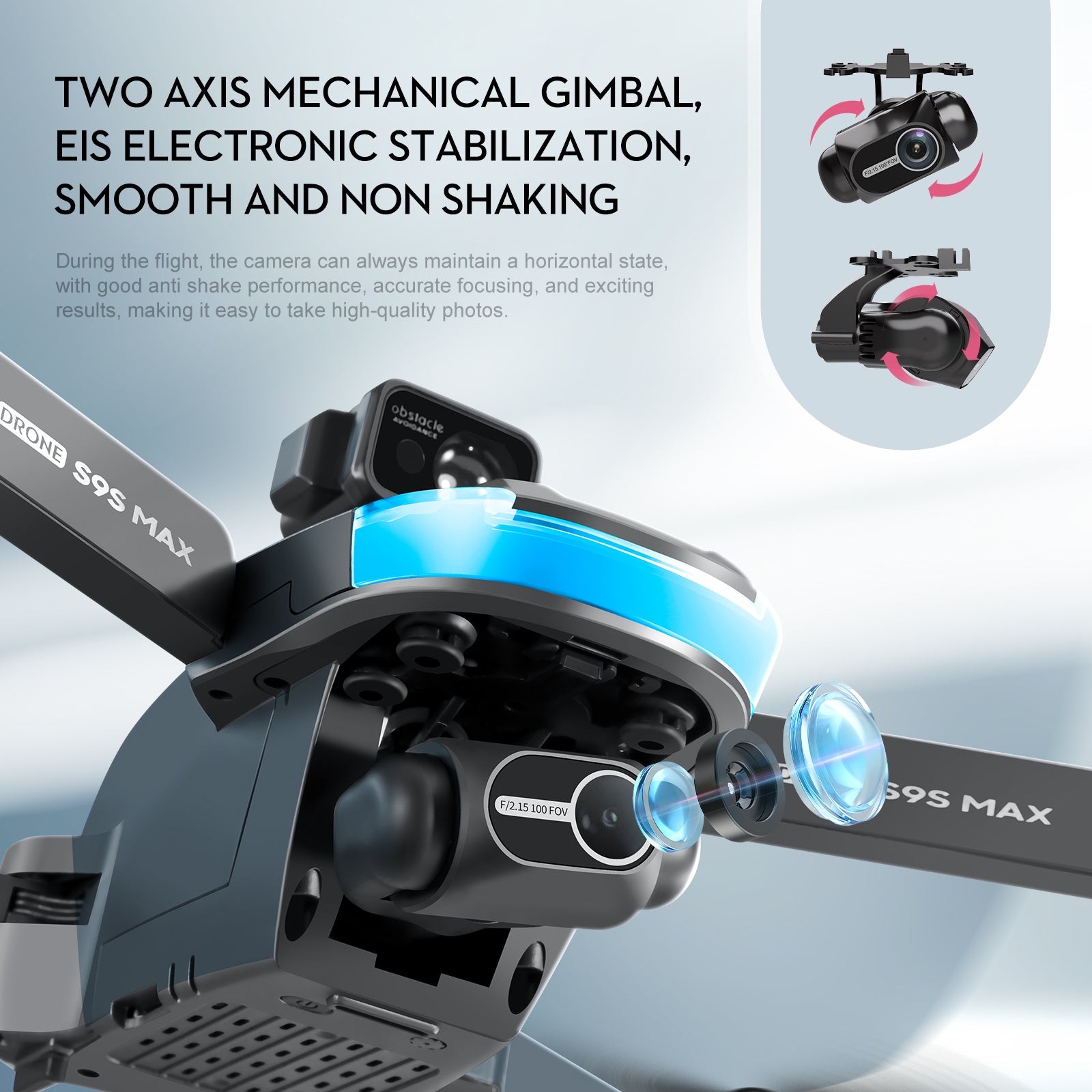 S9S 2.7K Camera 5G 2 Axis Gimbal ELS Stabilization System Brushless Drone, with 1 Battery
