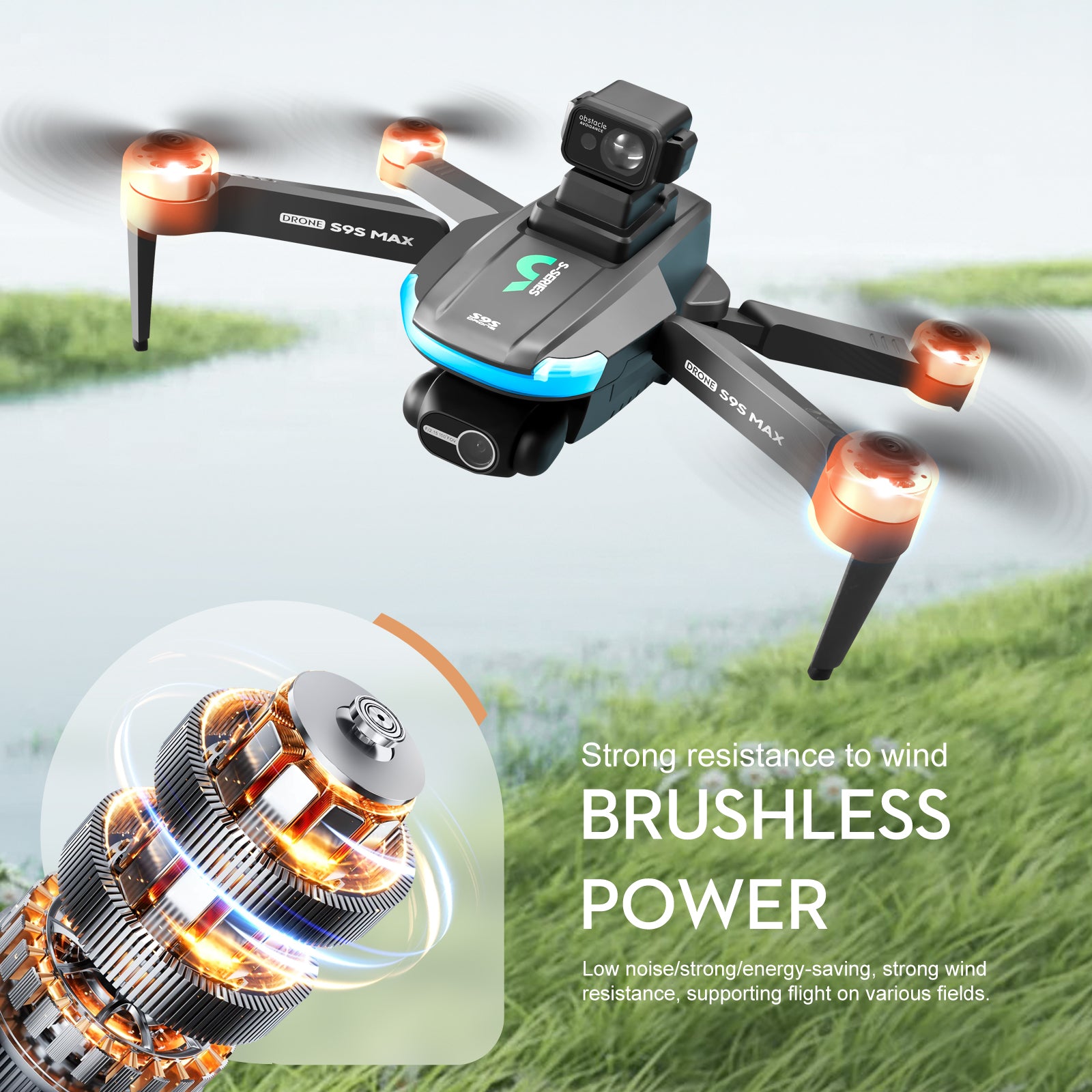 S9S 2.7K Camera 5G 2 Axis Gimbal ELS Stabilization System Brushless Drone, with 1 Battery
