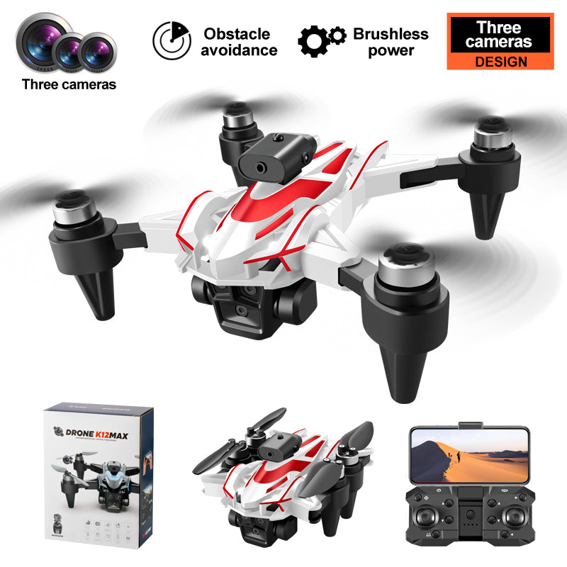 K12 Max Obstacle Avoidance Drone Optical Flow Positioning Brushless Motor Aircraft, with 2 Battery