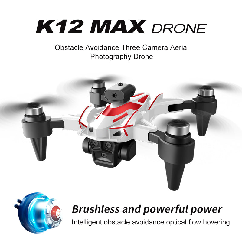 K12 Max Obstacle Avoidance Drone Optical Flow Positioning Brushless Motor Aircraft, with 2 Battery