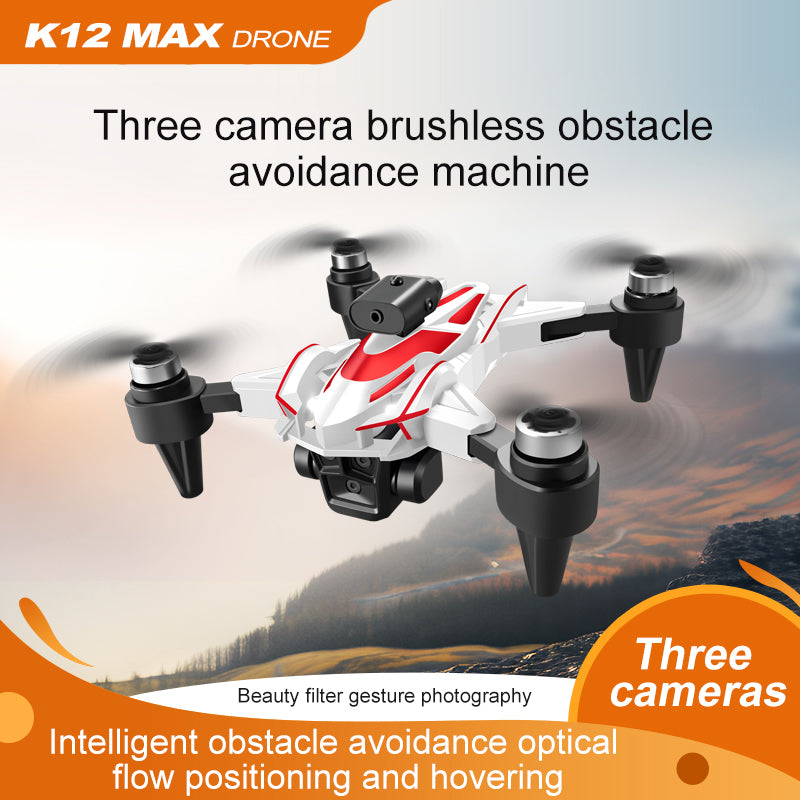 K12 Max Obstacle Avoidance Drone Optical Flow Positioning Brushless Motor Aircraft, with 2 Battery