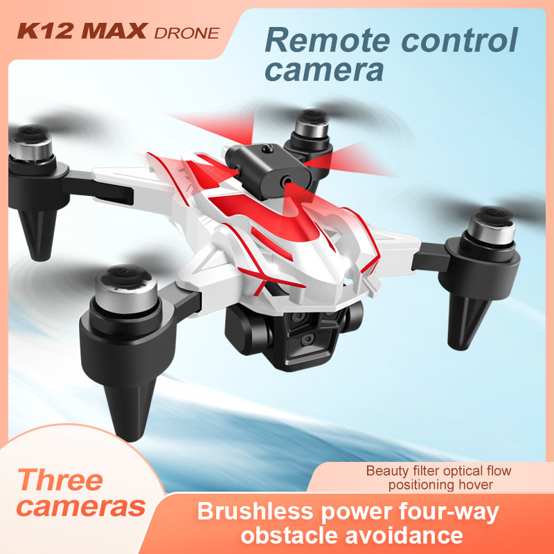 K12 Max Obstacle Avoidance Drone Optical Flow Positioning Brushless Motor Aircraft, with 2 Battery