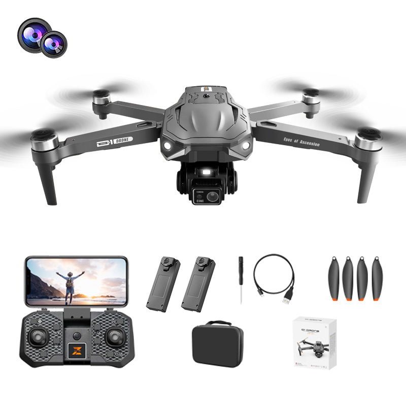 D1 Obstacle Avoidance Optical Flow Positioning RC Drone HD Dual Camera Brushless Motor Aircraft, 2 Batteries