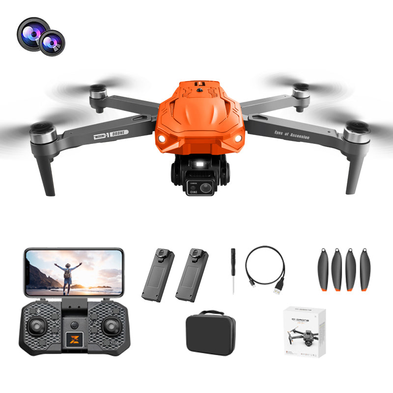 D1 Obstacle Avoidance Optical Flow Positioning RC Drone HD Dual Camera Brushless Motor Aircraft, 2 Batteries
