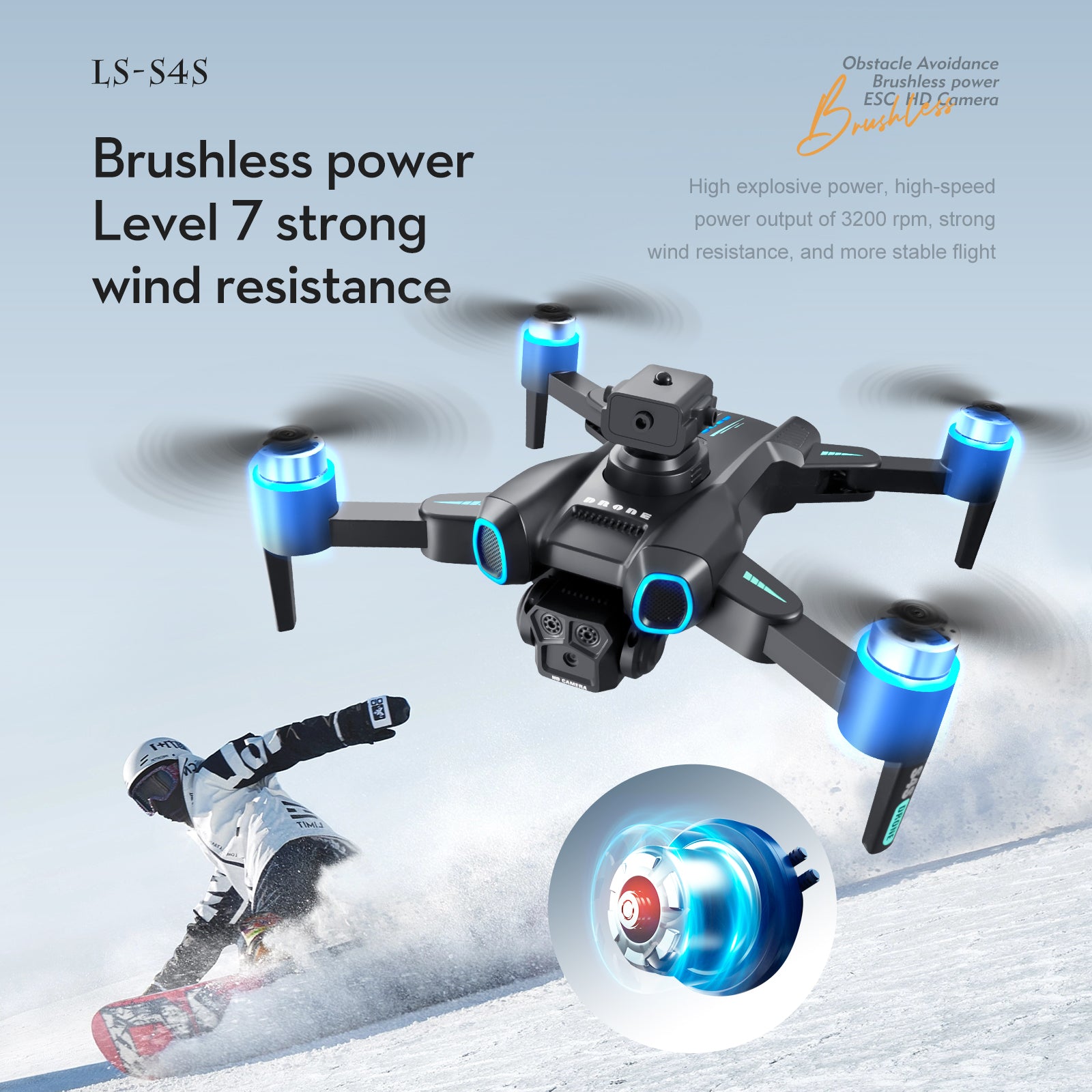 LS-S4S Drone with Camera with 2 Battery Obstacle Avoidance Optical Flow Positioning RC Drone