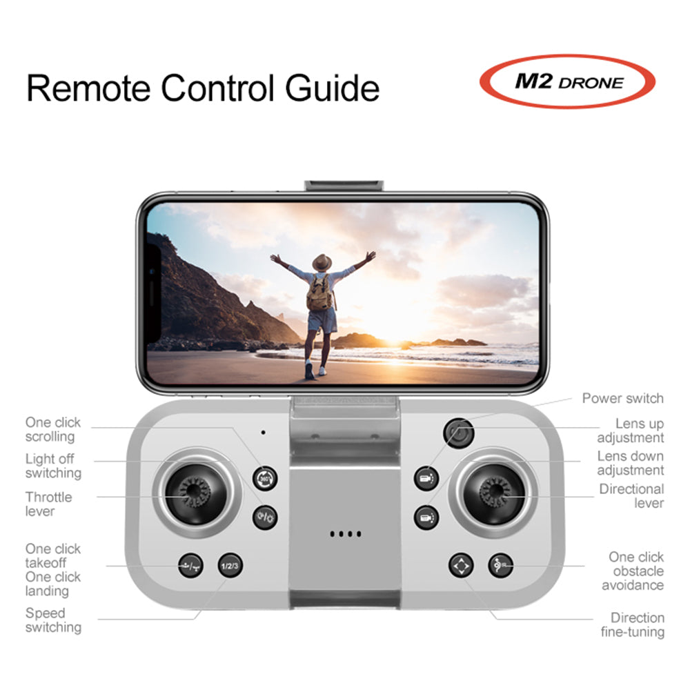 M2 Optical Flow Positioning Folding RC Drone Three Camera Brushless Motor Quadcopter with 1 Battery
