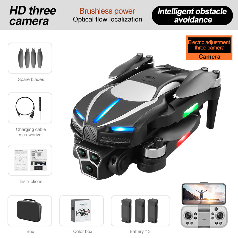 M2 Optical Flow Positioning Folding RC Drone with Three Camera Brushless Motor Quadcopter with 3 Batteries