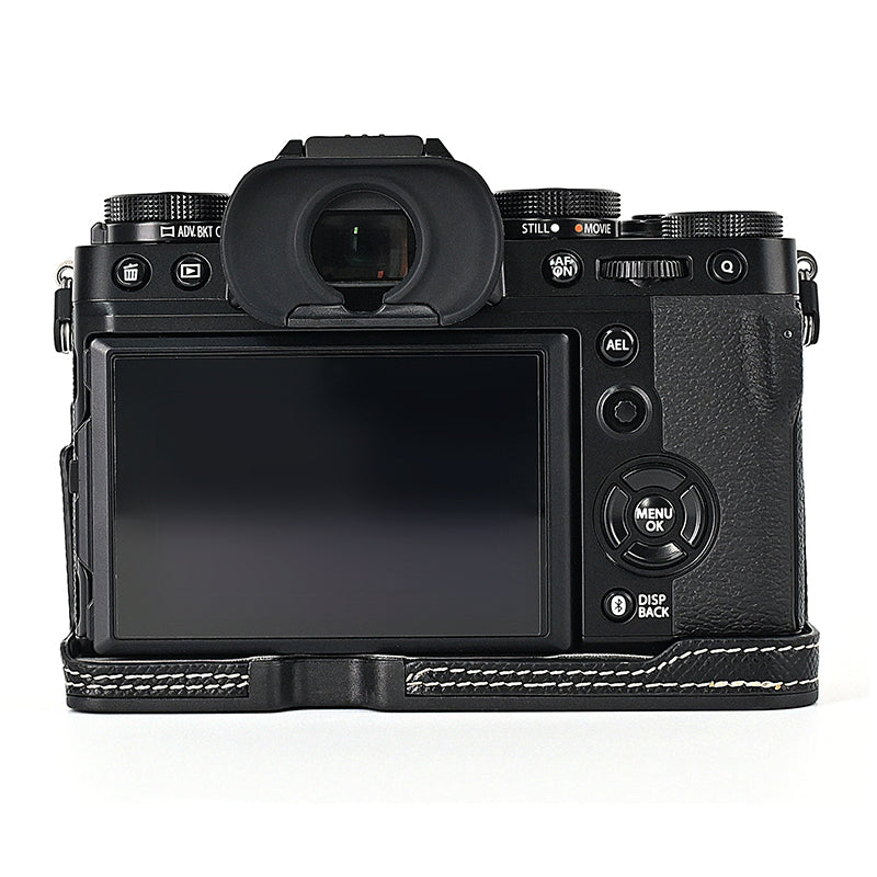 For Fujifilm X-T5 Camera PU Leather Protective Case Battery Opening Design Half Body Cover with Hand Strap