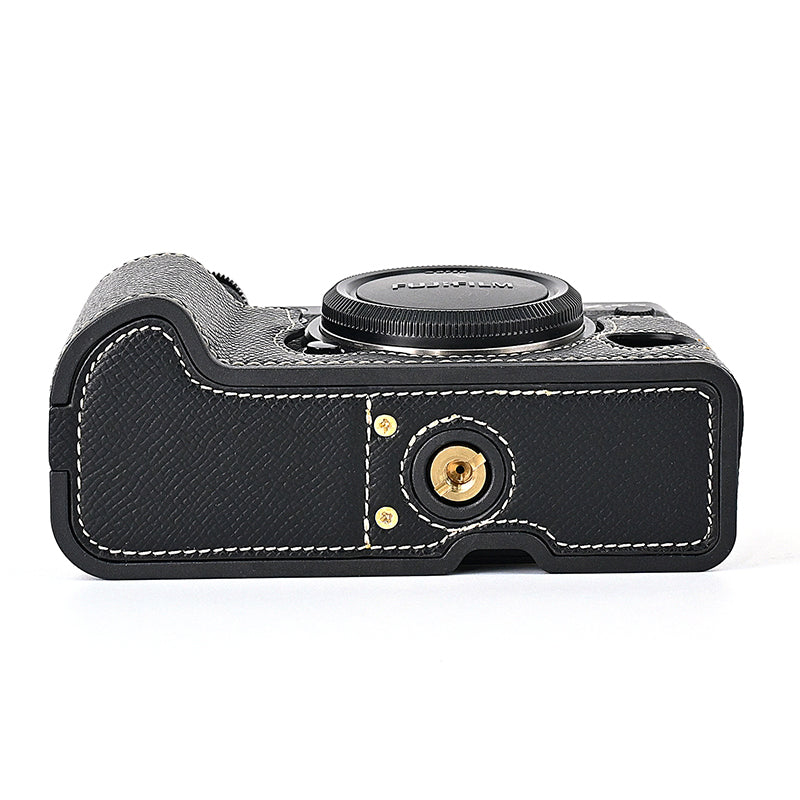 For Fujifilm X-T5 Camera PU Leather Protective Case Battery Opening Design Half Body Cover with Hand Strap