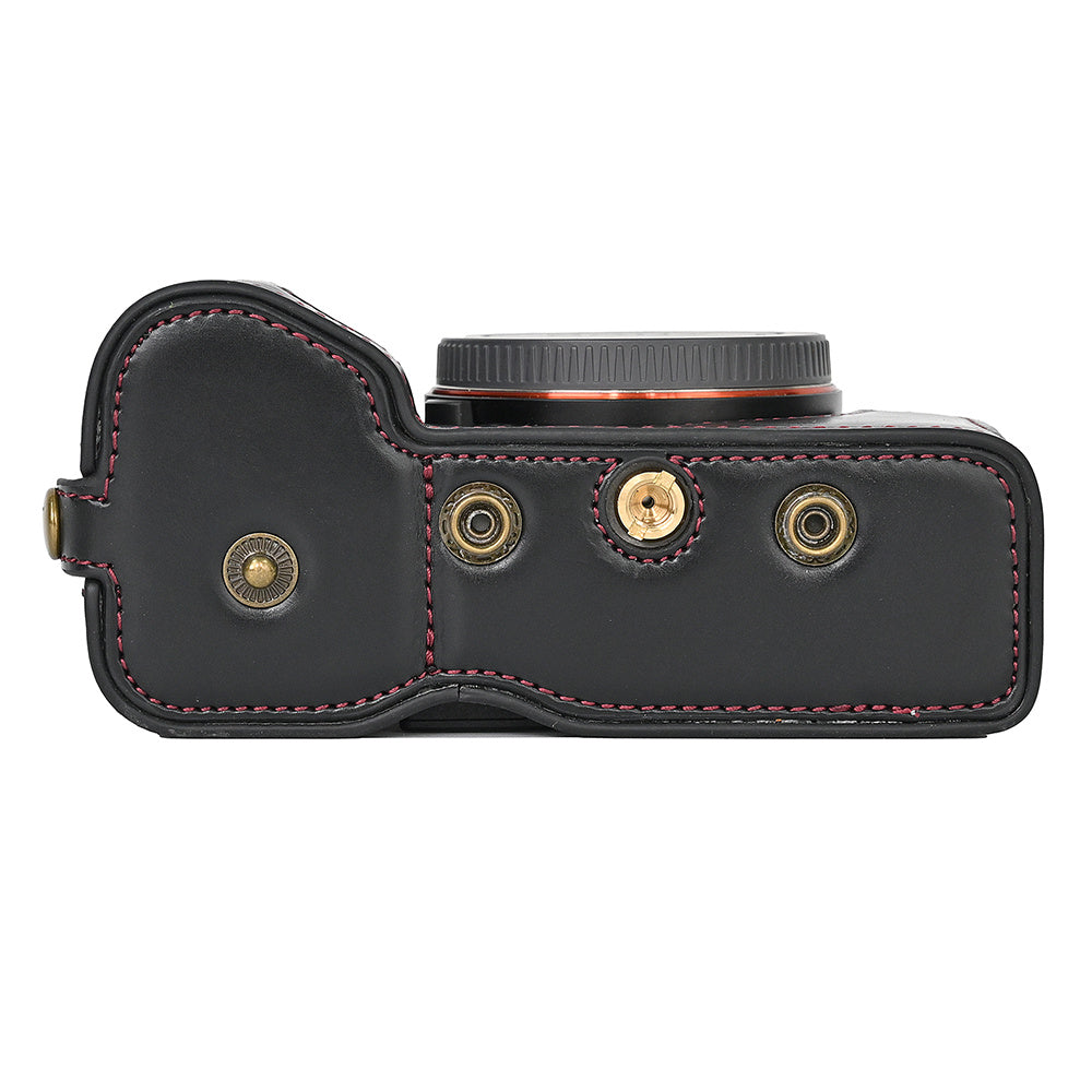For Sony A7C II Detachable Camera Bag PU Leather Battery Opening Case with Lens Bag