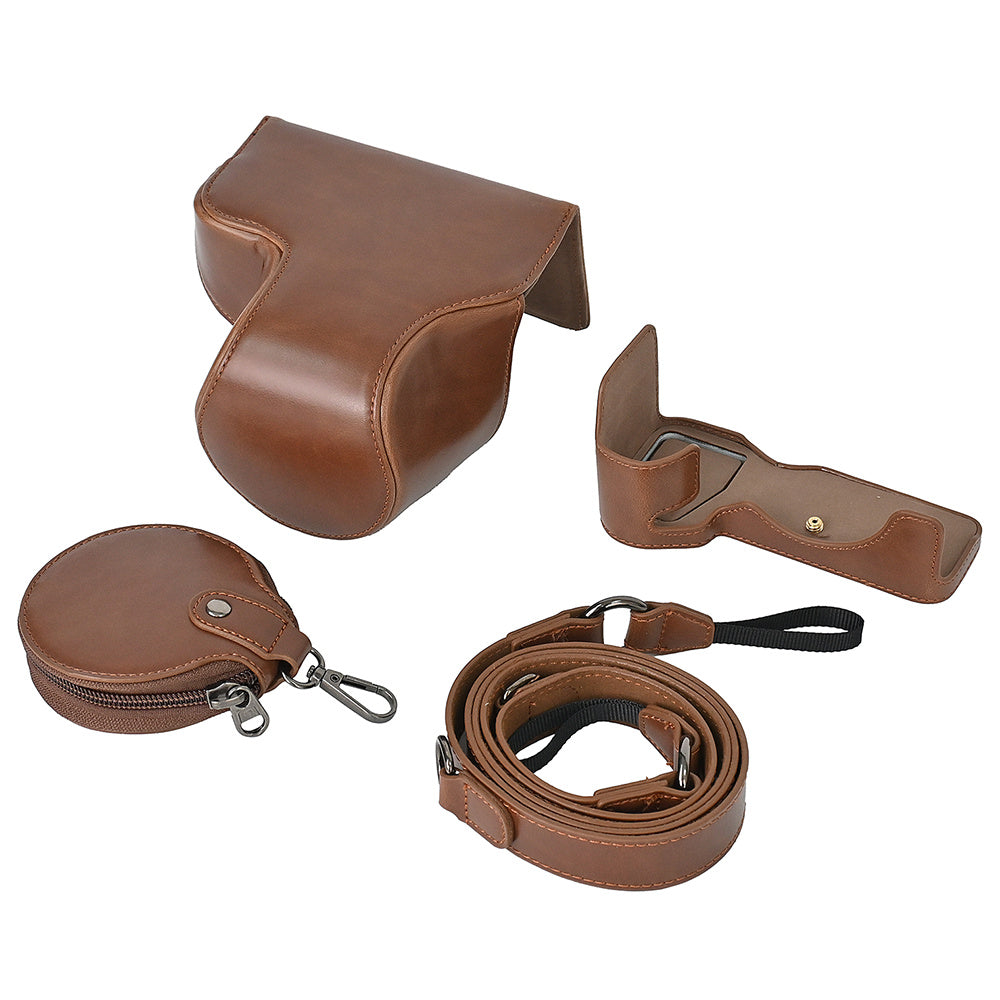 For Sony A7C II Detachable Camera Bag PU Leather Battery Opening Case with Lens Bag
