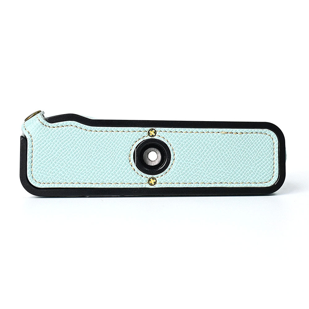 For Fuji X100V Battery Opening Design Palm Texture PU Leather Camera Case Half Body Bottom Case with Wrist Strap