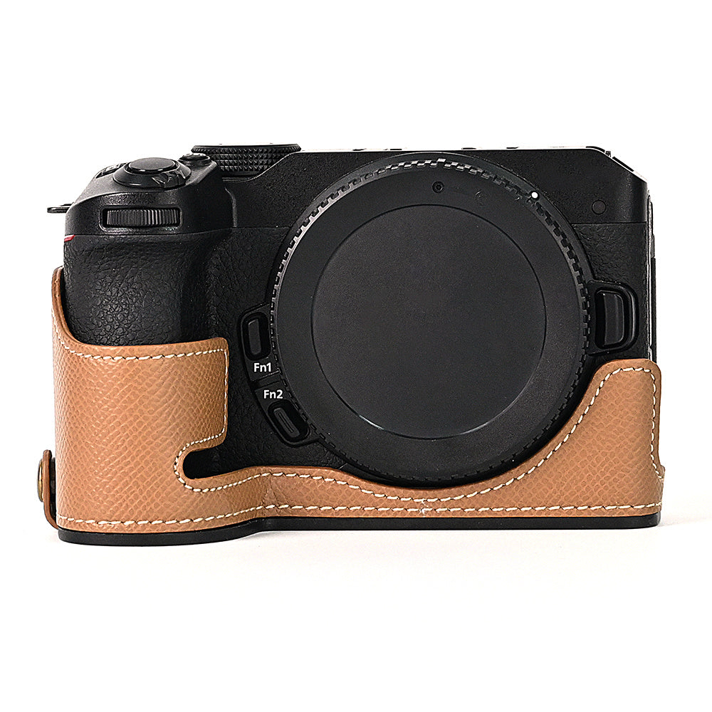For Nikon Z30 / Z50 Battery Opening Design PU Leather Camera Cover Palm Texture Half Body Bottom Case with Wrist Strap