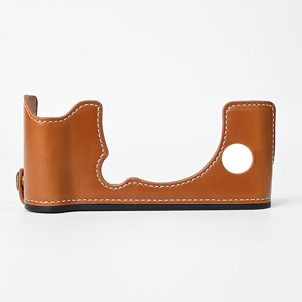 For Fuji XT10 / XT20 / XT30 / XT30 II Leather Camera Case Bottom Half-Body Camera Protective Cover with Strap