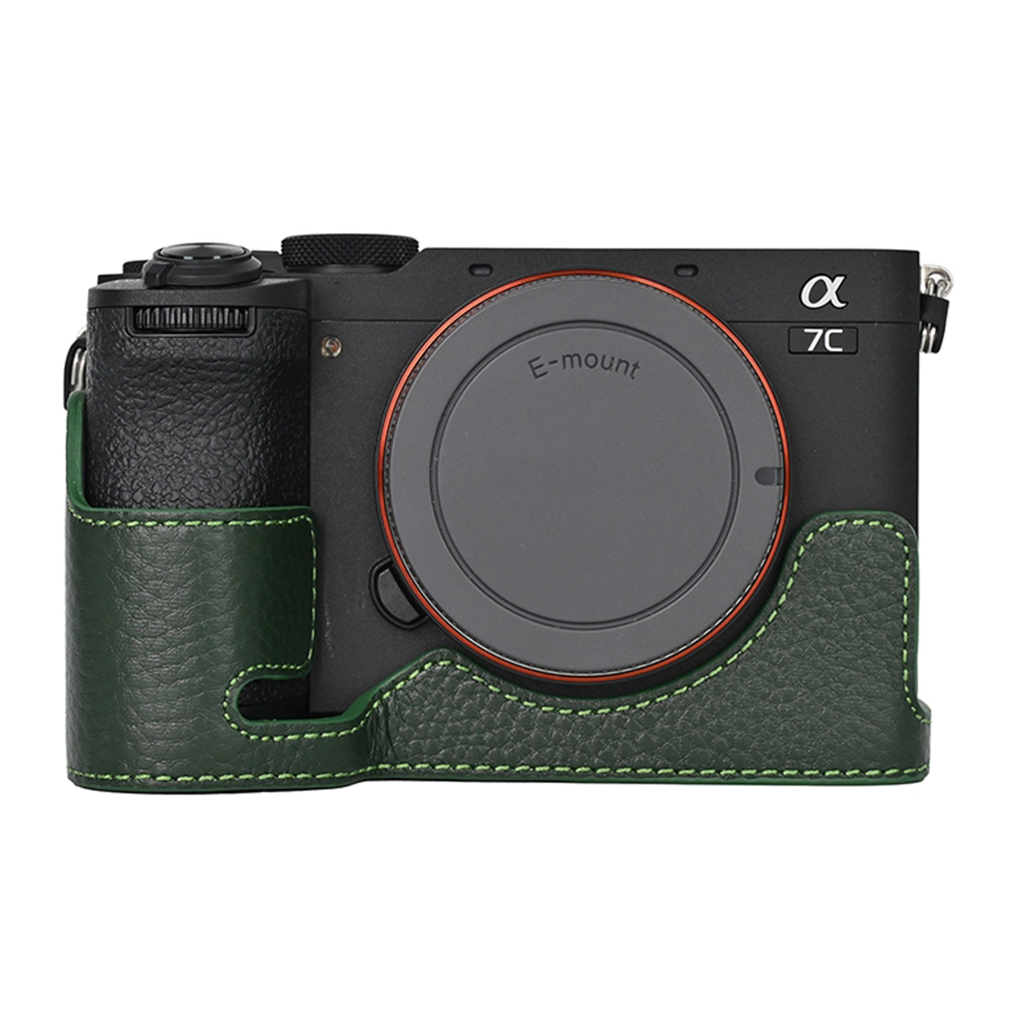 For Sony A7C II Genuine Cow Leather Bottom Case Half Camera Cover with Battery Opening