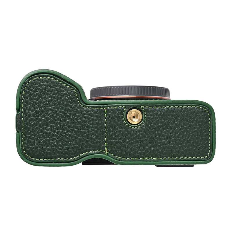 For Sony A7C II Genuine Cow Leather Bottom Case Half Camera Cover with Battery Opening