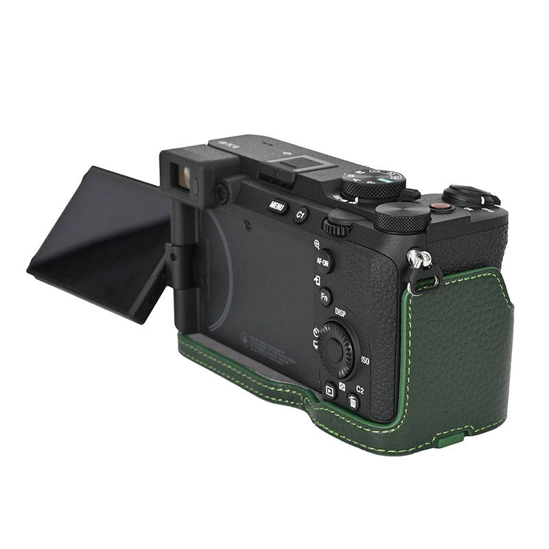 For Sony A7C II Genuine Cow Leather Bottom Case Half Camera Cover with Battery Opening