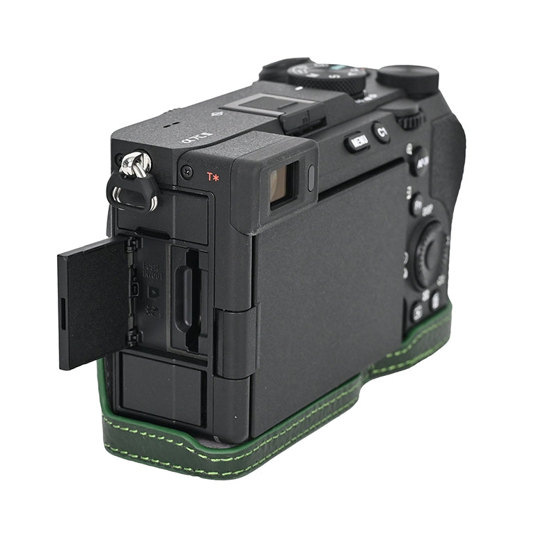 For Sony A7C II Genuine Cow Leather Bottom Case Half Camera Cover with Battery Opening