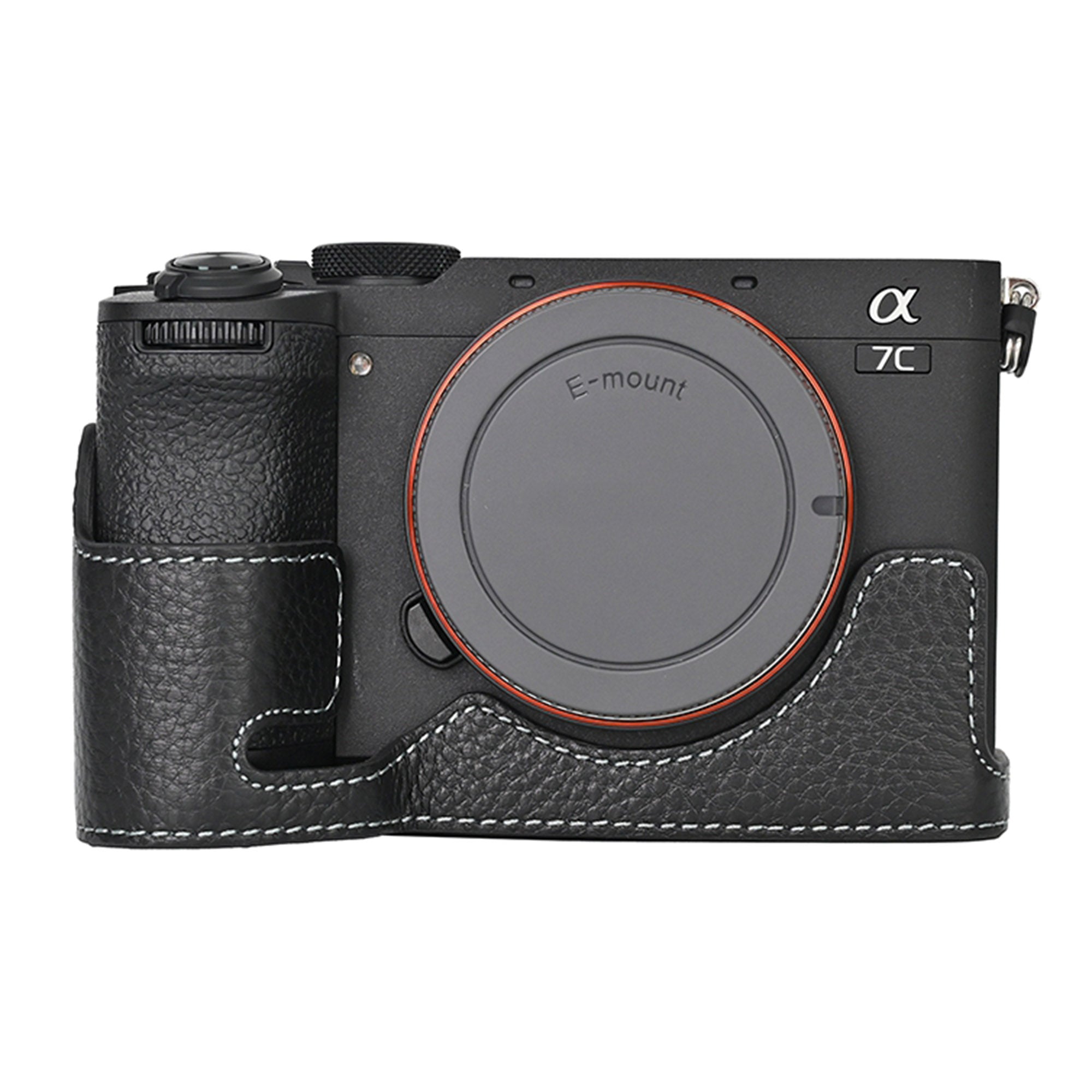 For Sony A7C II Genuine Cow Leather Bottom Case Half Camera Cover with Battery Opening