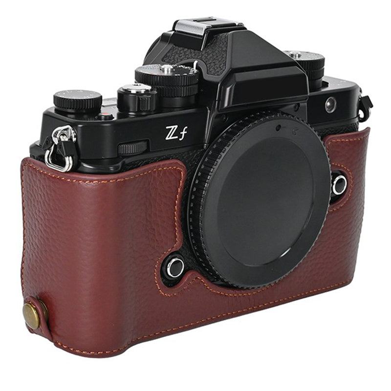 For Nikon Z f Genuine Cow Leather Bottom Case Half Camera Cover with Battery Opening