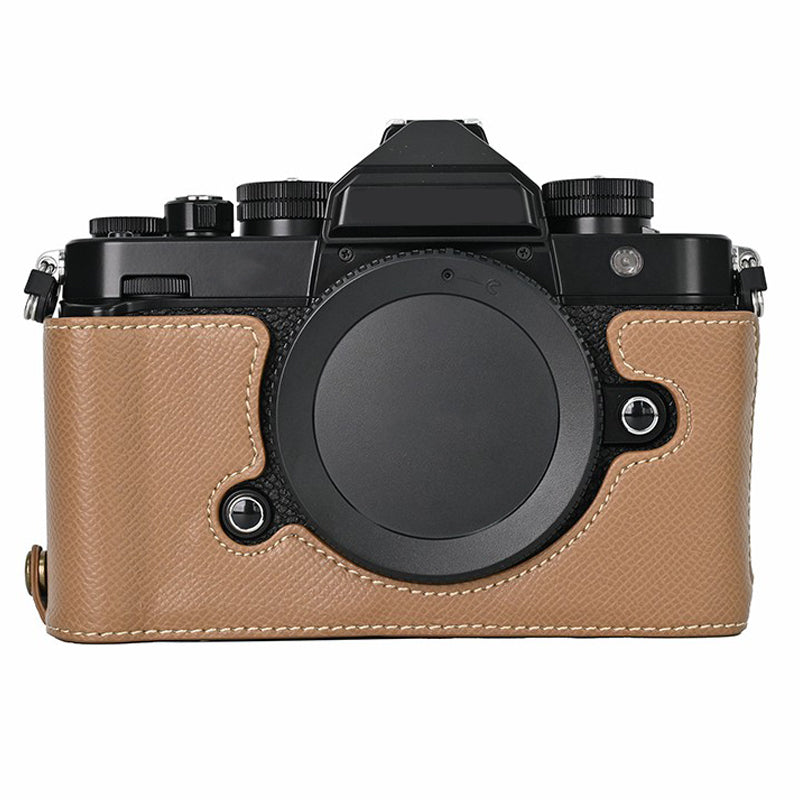 For Nikon Z f Battery Opening Design Palm Texture PU Leather Camera Cover Half Body Bottom Case
