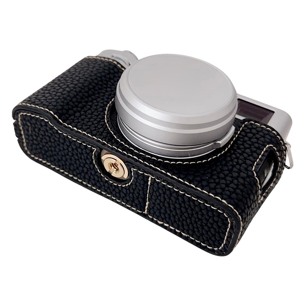 For Fujifilm X100VI Litchi Texture Leather Camera Bag Bottom Case Easy to Replace Battery