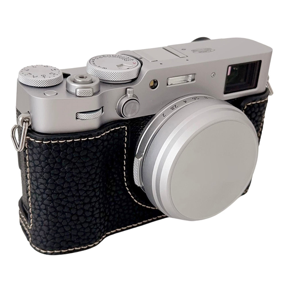 For Fujifilm X100VI Litchi Texture Leather Camera Bag Bottom Case Easy to Replace Battery
