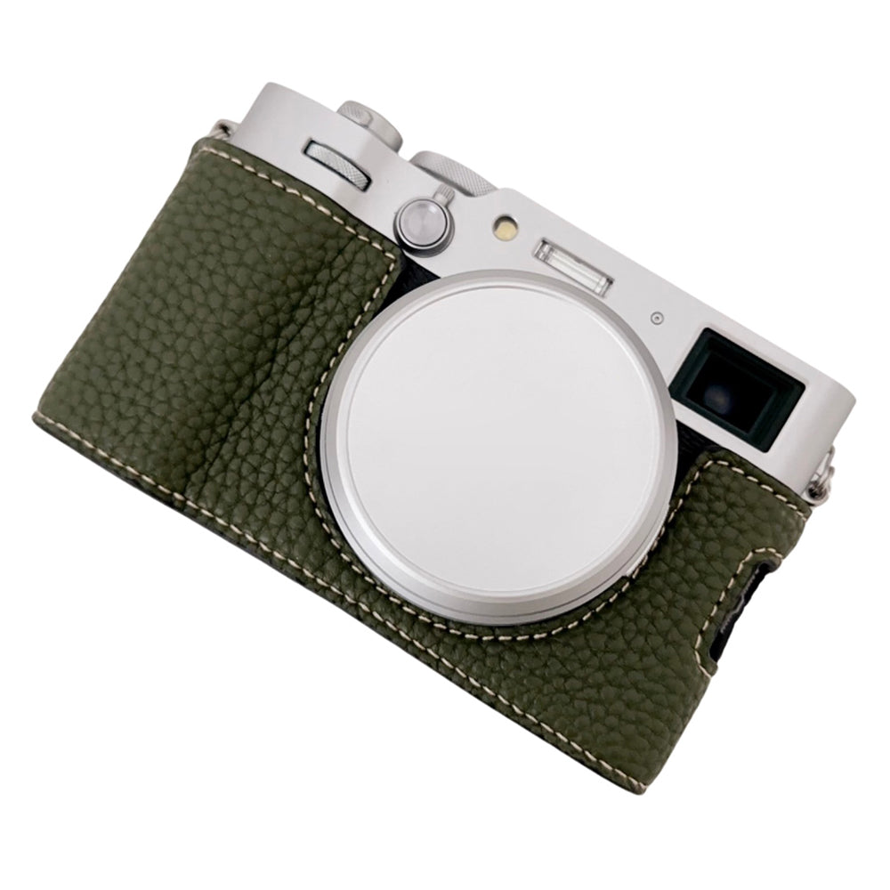 For Fujifilm X100VI Litchi Texture Leather Camera Bag Bottom Case Easy to Replace Battery