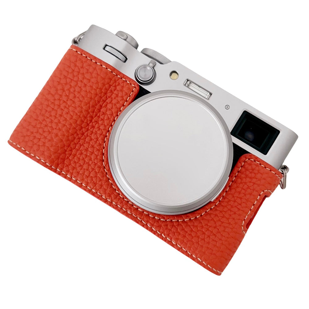 For Fujifilm X100VI Litchi Texture Leather Camera Bag Bottom Case Easy to Replace Battery