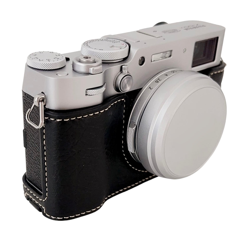 For Fujifilm X100VI Buffalo Texture Leather Camera Bag Bottom Case Easy to Replace Battery