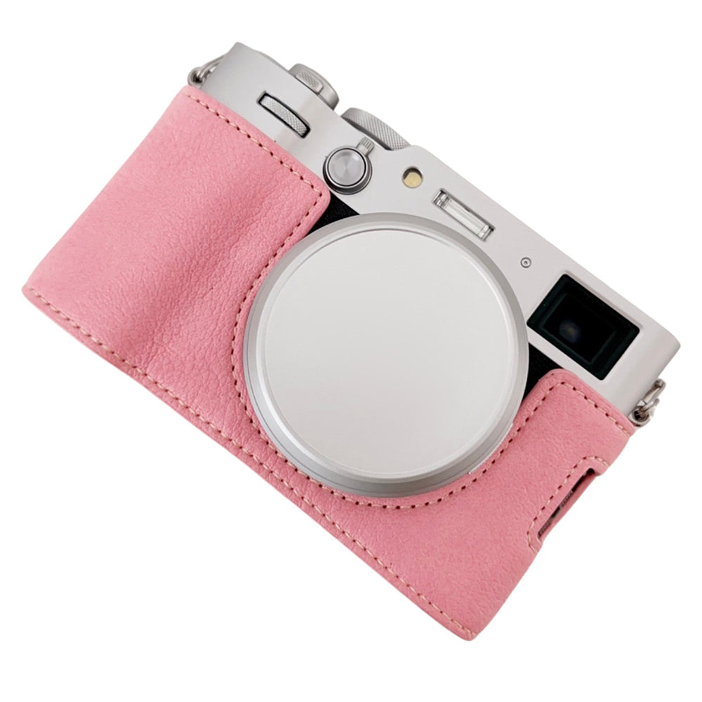 For Fujifilm X100VI Buffalo Texture Leather Camera Bag Bottom Case Easy to Replace Battery