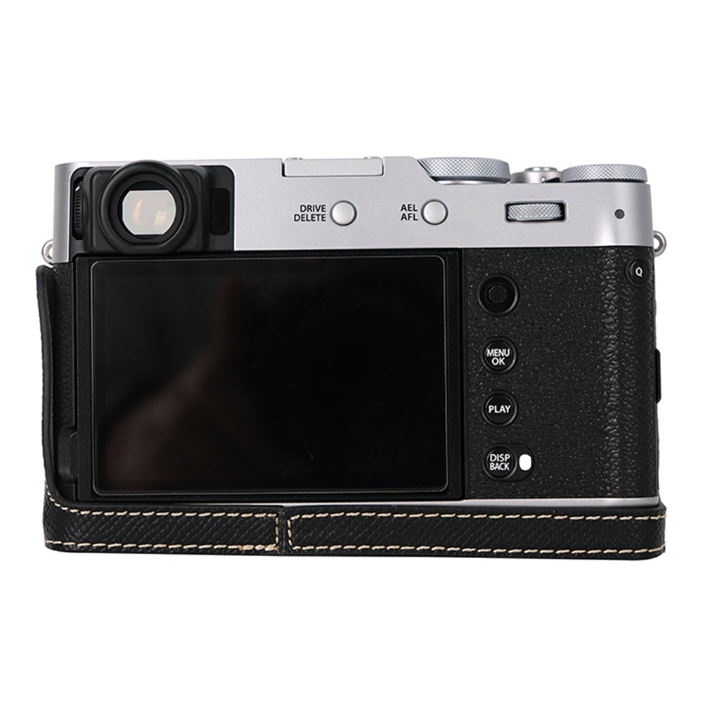 For Fujifilm X100VI Palm Texture Camera Bottom Case Easy to Replace Battery Leather Half Body Bag