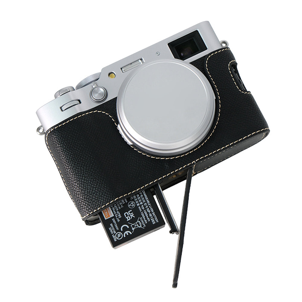For Fujifilm X100VI Palm Texture Camera Bottom Case Easy to Replace Battery Leather Half Body Bag